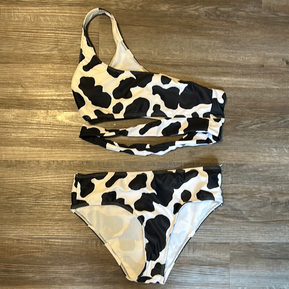 Cow print bathing suit
